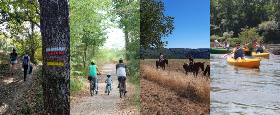 Les moyens d'emprunter la GR736 : canoë, cheval, vélo , marche