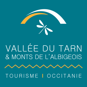 Logo OT Vallée du Tarn couleur, fond bleu