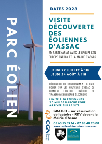 Affiche visite guidée découverte des éoliennes d'Assac